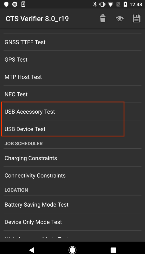 CTS 验证程序 USB 配件测试