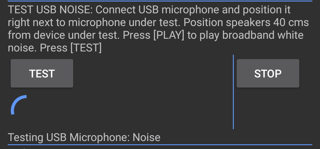 Screenshot of USB noise test