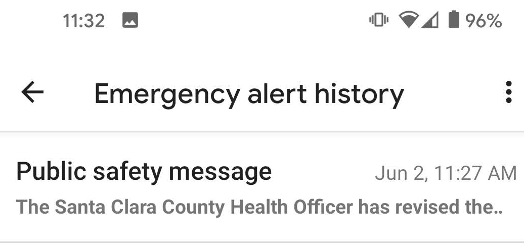 Histórico de alertas de emergência