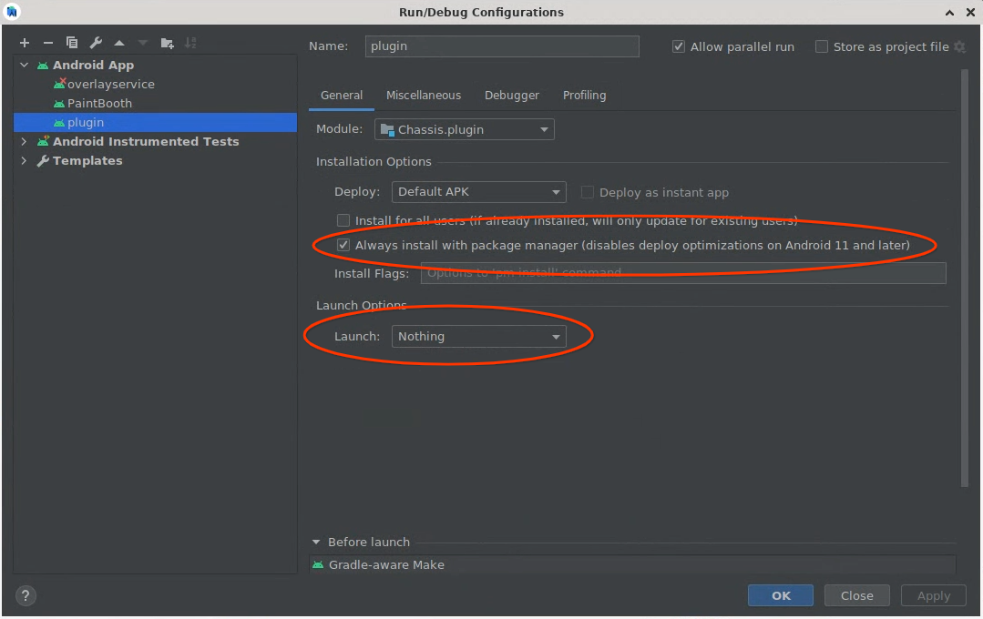 Configuración del complemento Android Studio