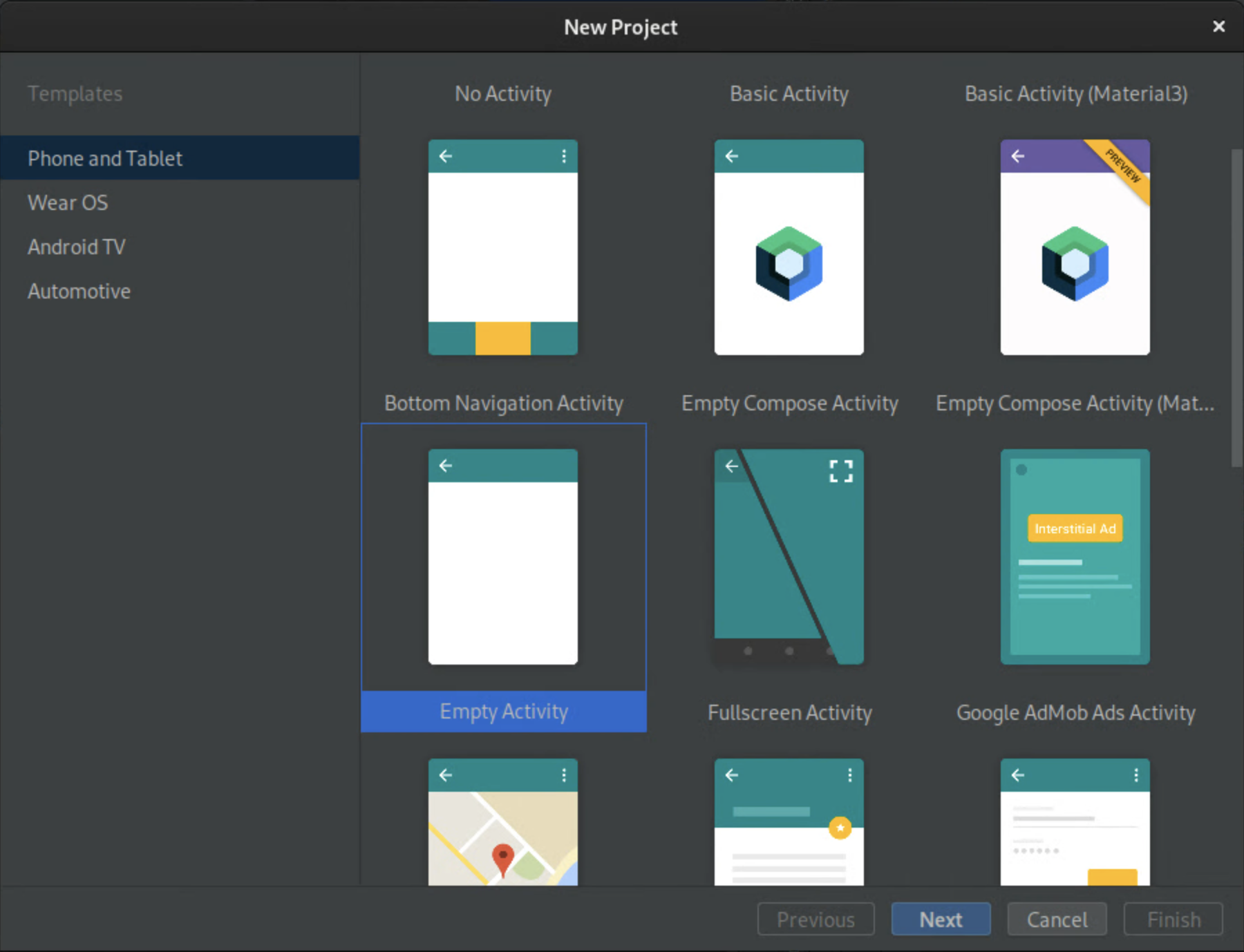 একটি খালি কার্যকলাপ তৈরি করুন