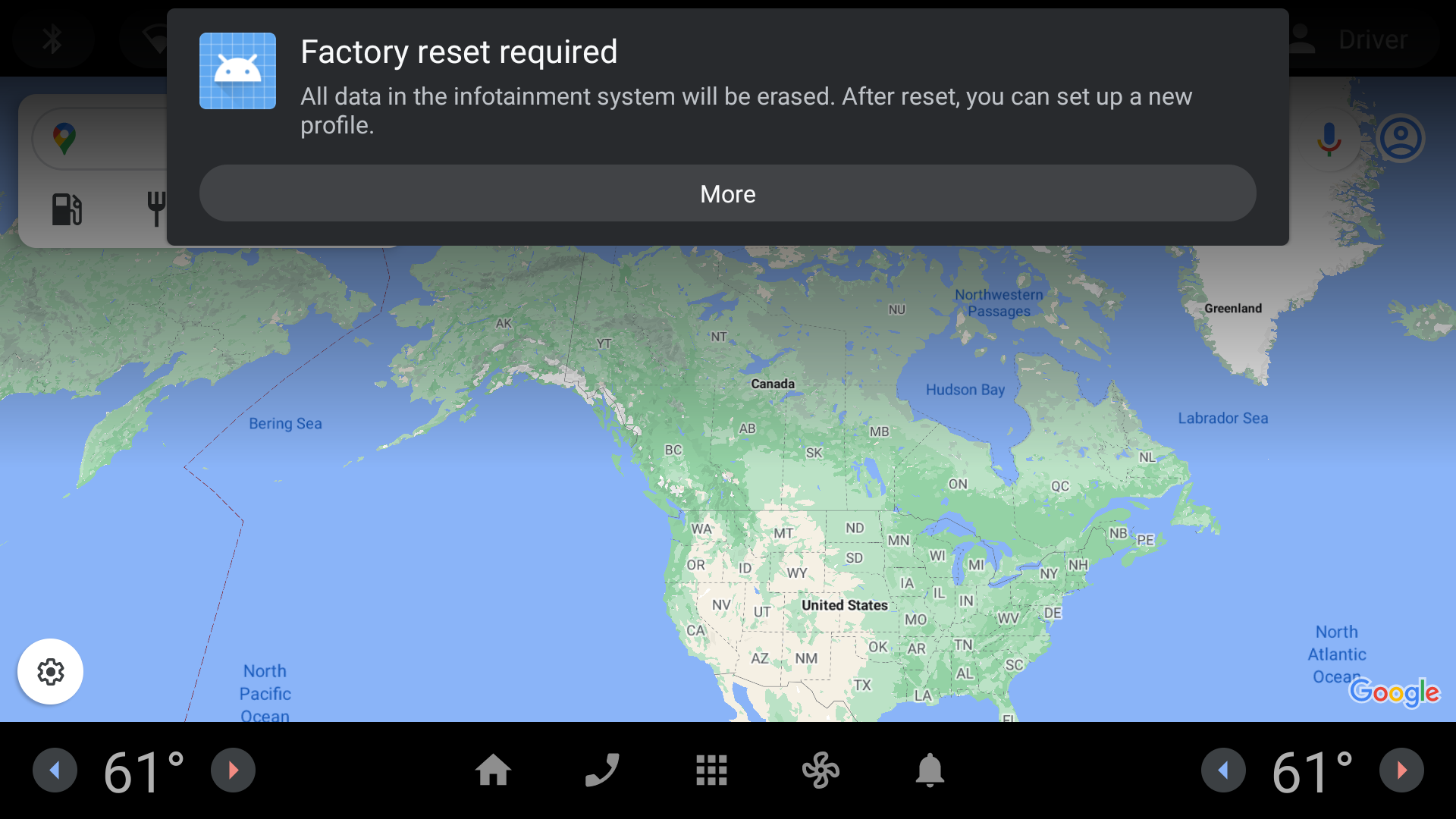 Notification de réinitialisation d'usine