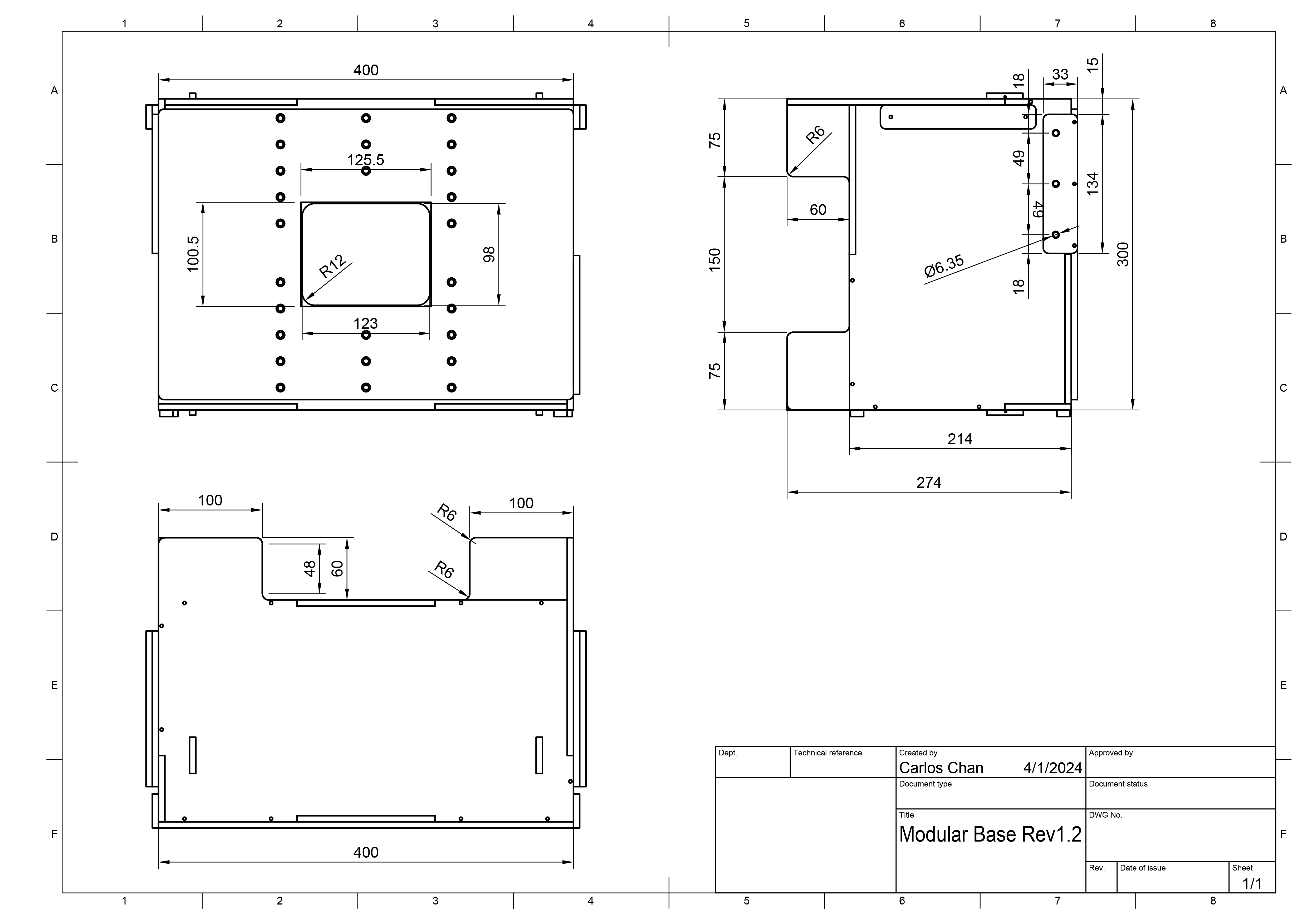 模块化底座装置的 CAD 图纸