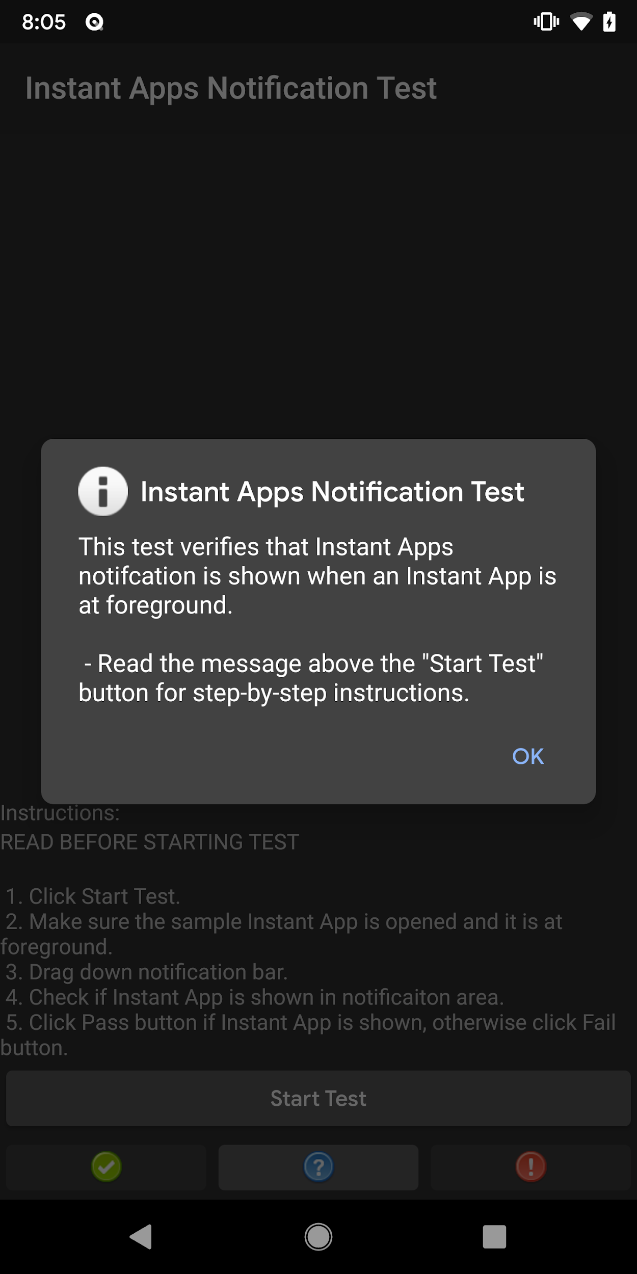 Test initiation