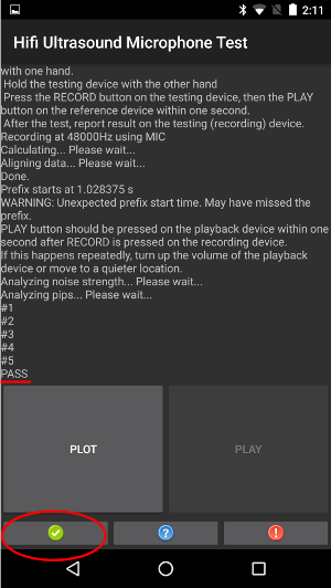 Microfono, passaggio 4a, test del dispositivo