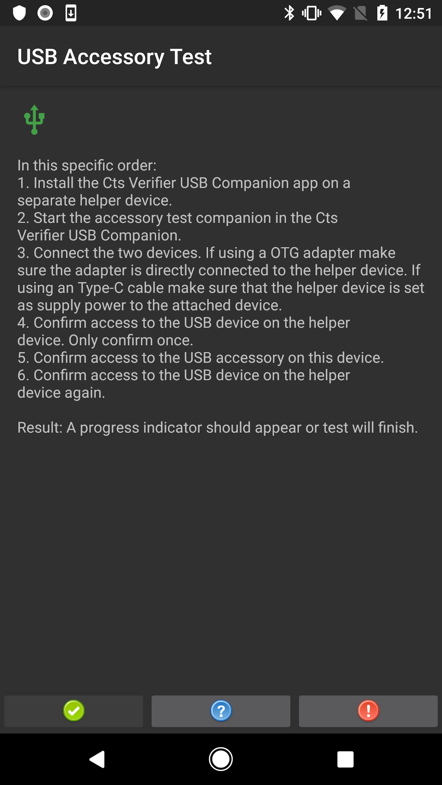 การทดสอบอุปกรณ์เสริม usb ของ CTS Verifier