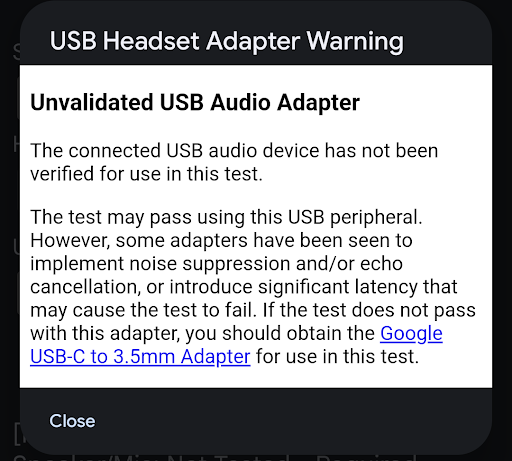 USB headset adapter warning