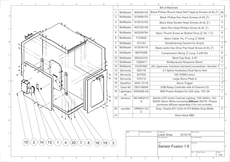 Чертеж компонентов Sensor Fusion Box в САПР