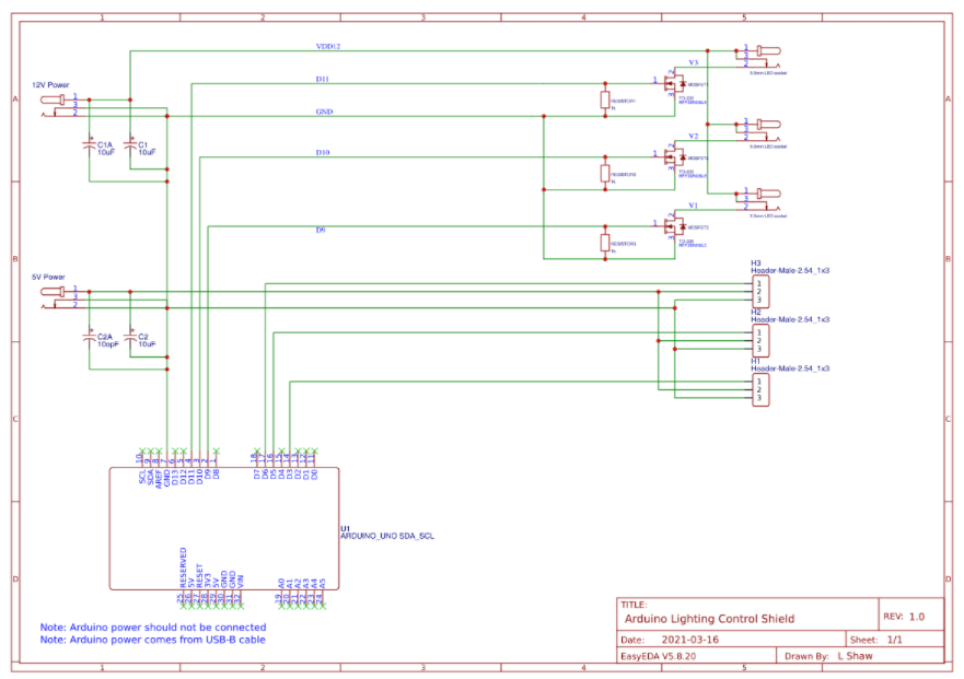 Schéma du bouclier Arduino