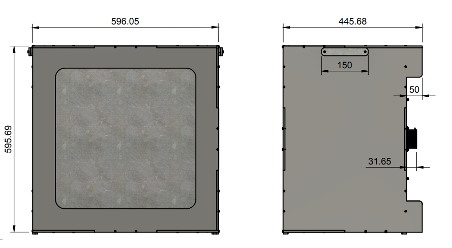 Dimensiones de la caja de fusión de sensores de la tablet