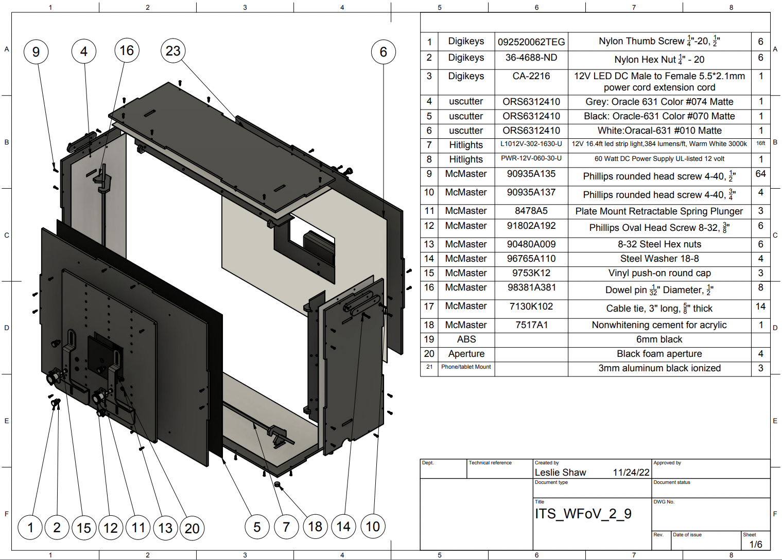 Desenho CAD do ITS-in-a-Box de campo de visão amplo