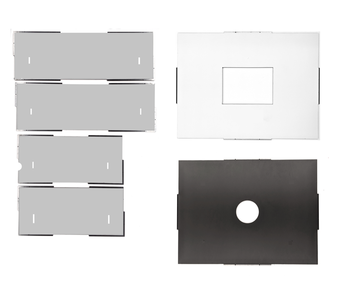 ABS pieces with vinyl applied on the smooth side