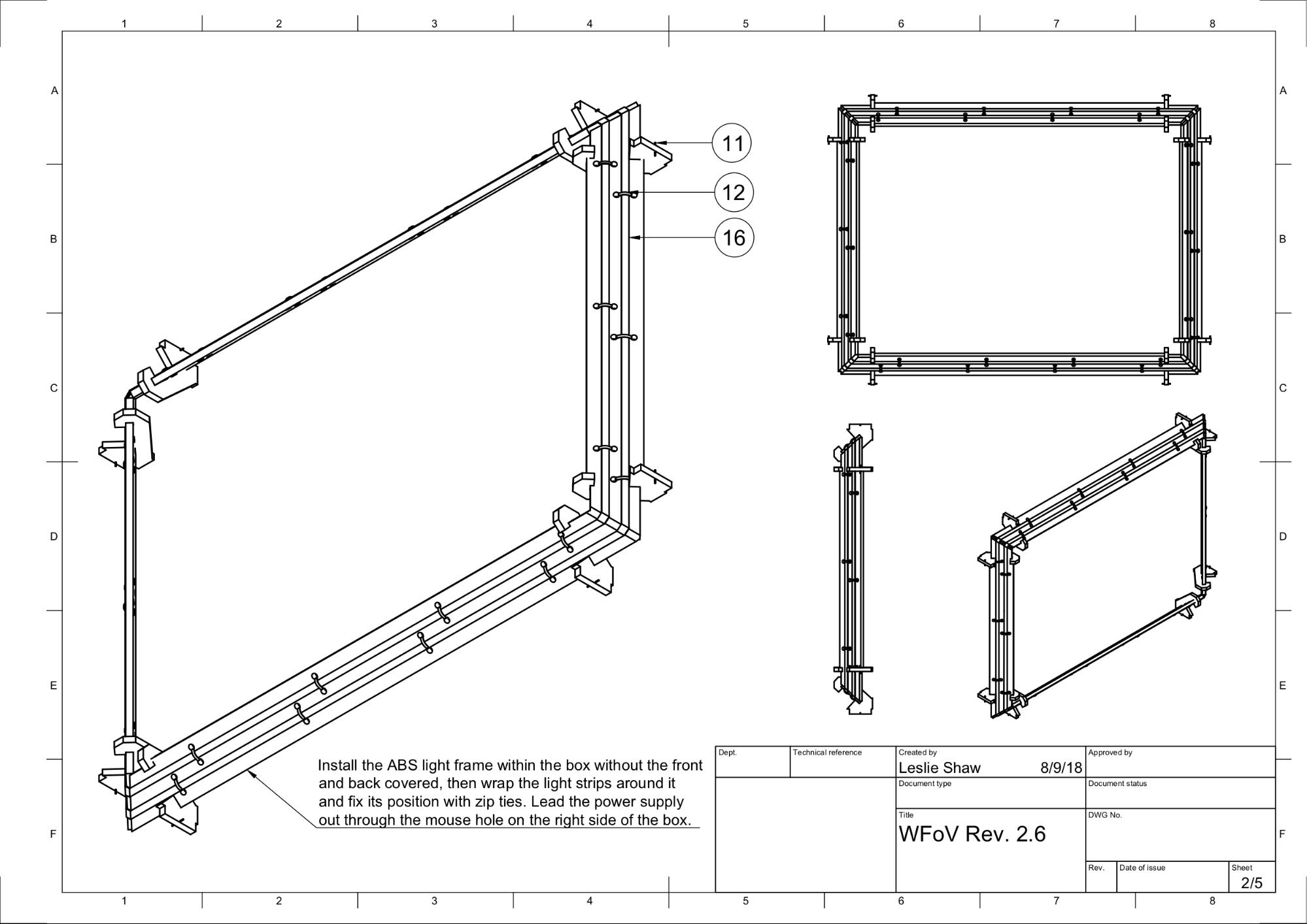 Estructura de marco de luz con tiras de luces LED