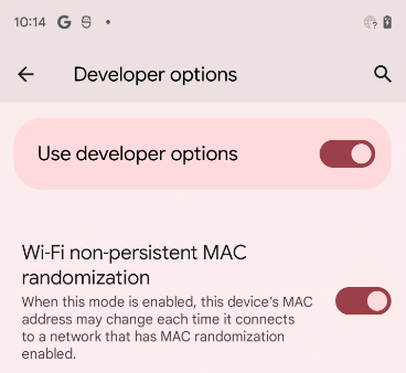 Option für nicht dauerhafte MAC-Randomisierung für WLAN