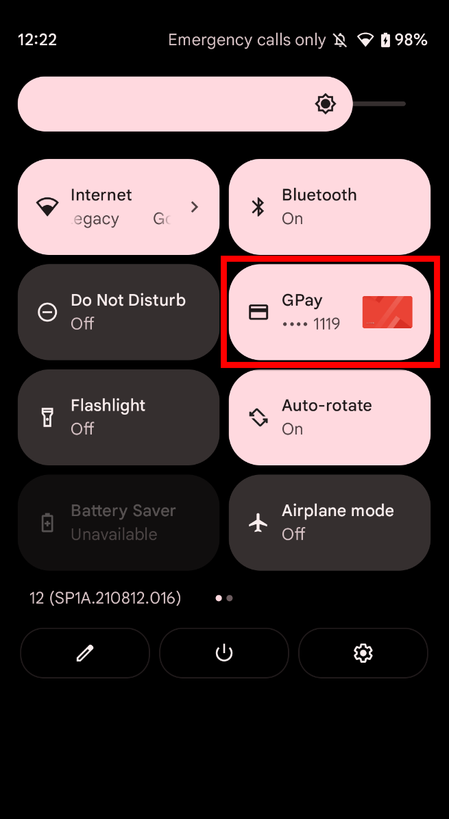 Funzione Portafoglio ad accesso rapido in ombra