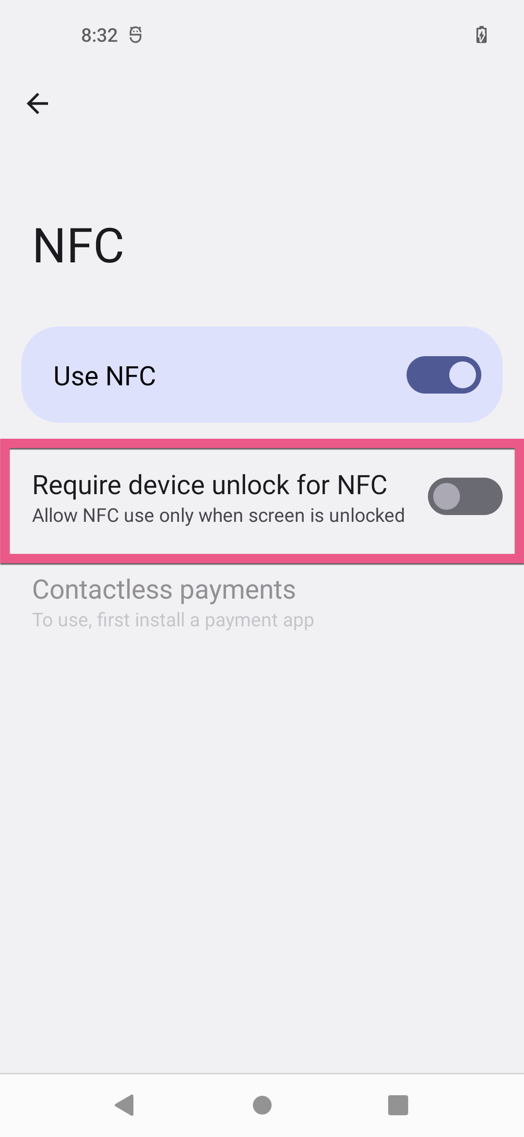 Flujo de IU de NFC seguro