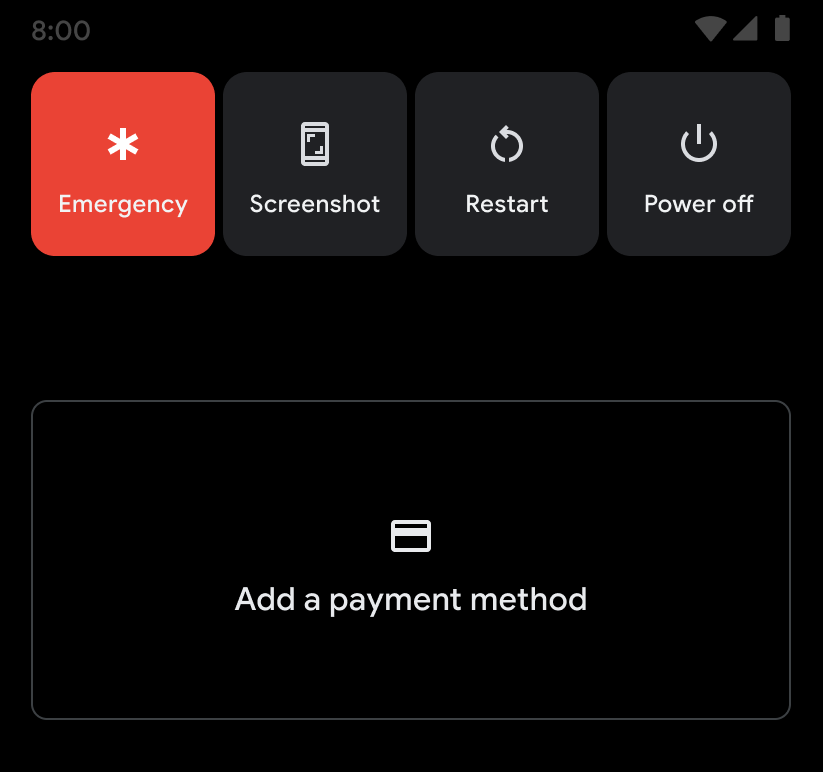 Empty state view in the Quick Access Wallet UI