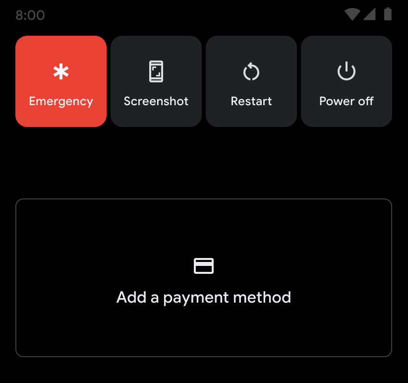 มุมมองสถานะว่างเปล่าใน Quick Access Wallet UI