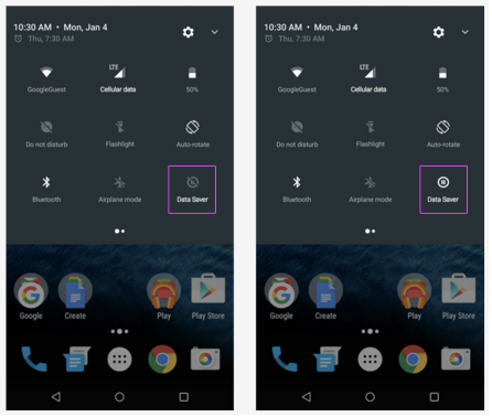 Data saver in the Quick Settings