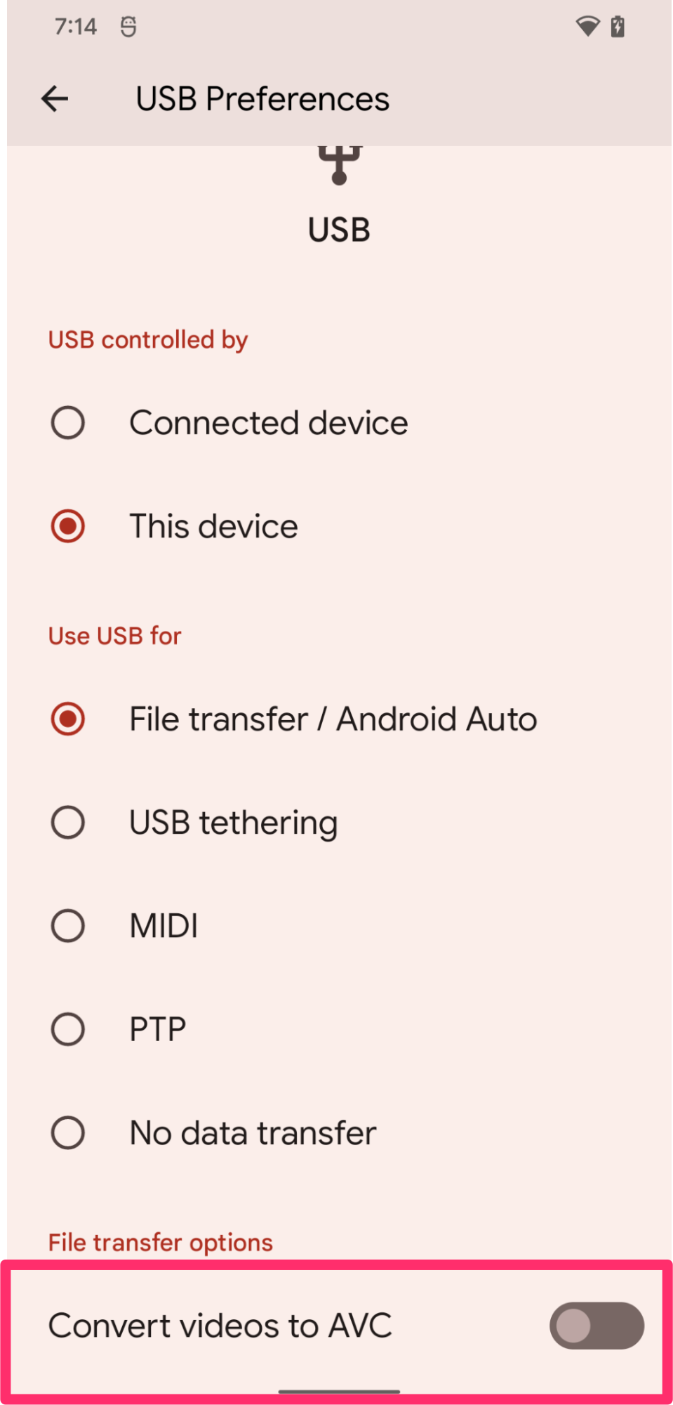 Botón de activación para habilitar la transcodificación de contenido multimedia