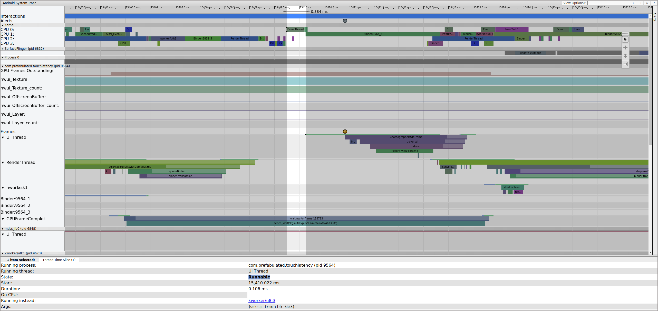 TouchLatency의 UI 스레드