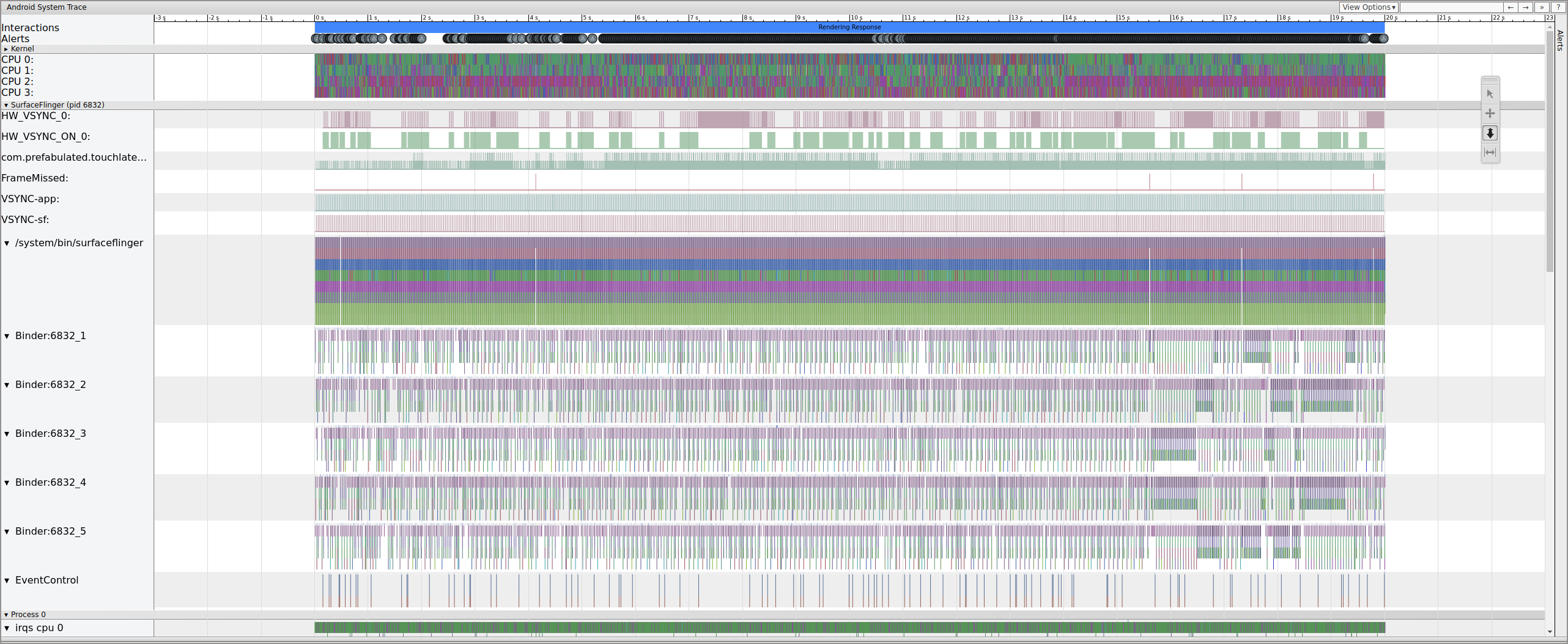 TouchLatency running on Pixel XL with most options enabled