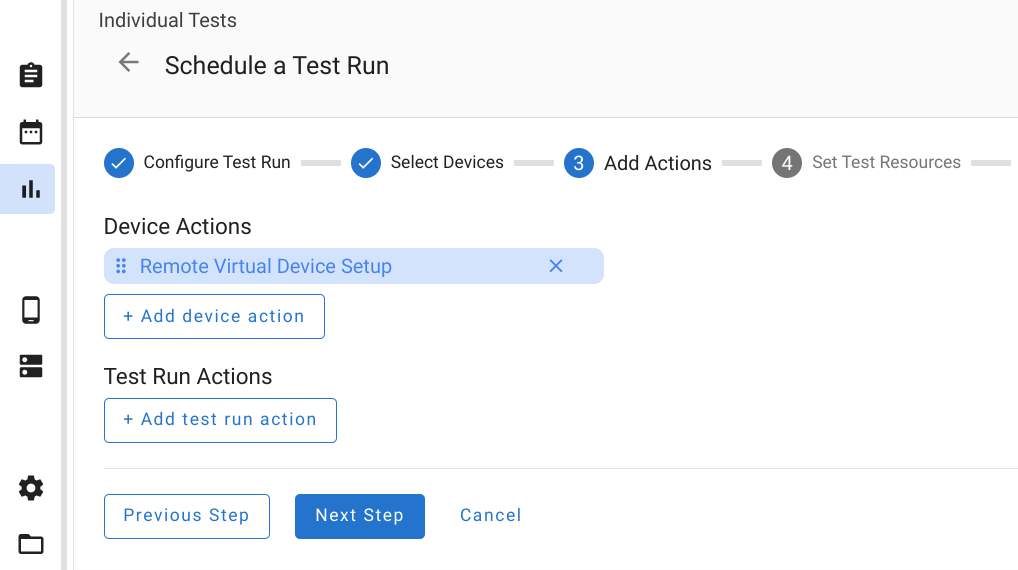 Acciones de dispositivos virtuales remotos