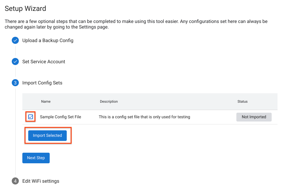 Importa conjuntos de configuración