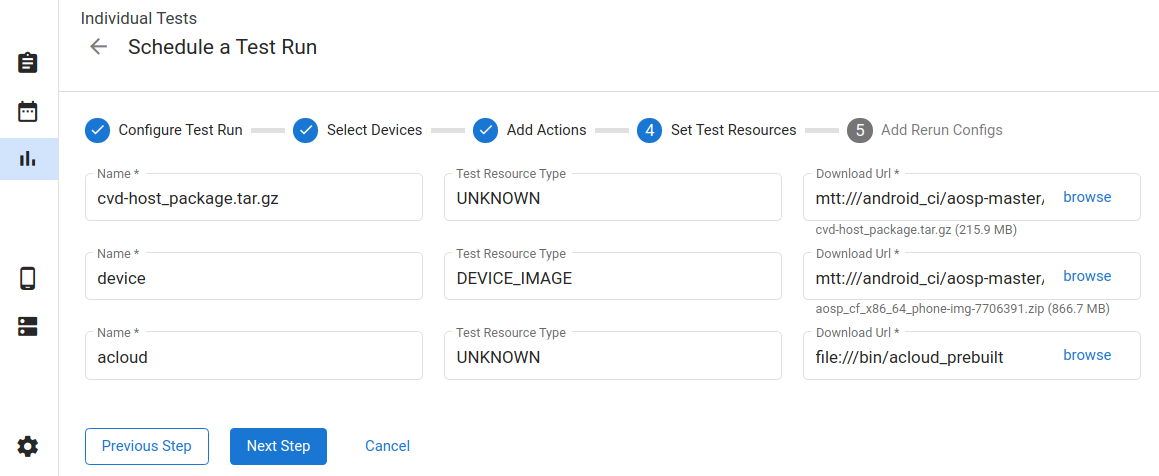 Risorse per i test dei dispositivi virtuali