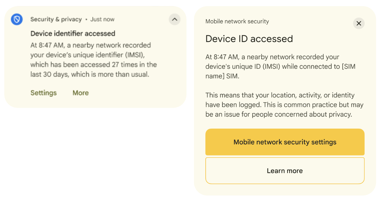 Benachrichtigung über den Zugriff auf die Geräte-ID