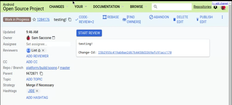 Tracking change submission status in Gerrit